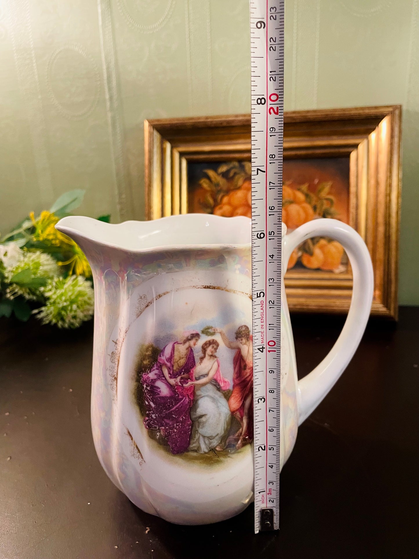 Vintage Porcelain Courting Scene Pitcher – 16 cm