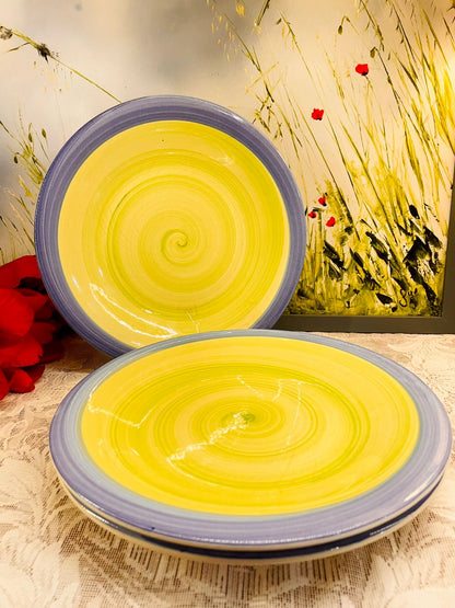 Vintage Large Green Swirl Ceramic Serving Plater 10.5 Inch
