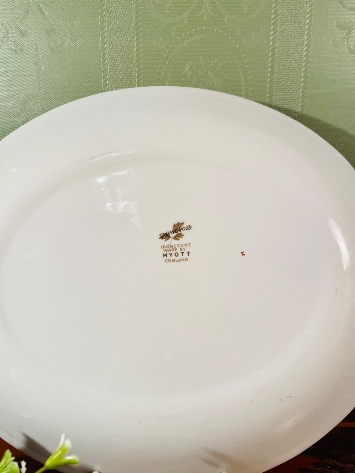 Brown Leaf Border Ceramic Serving Platter – 11 Inch