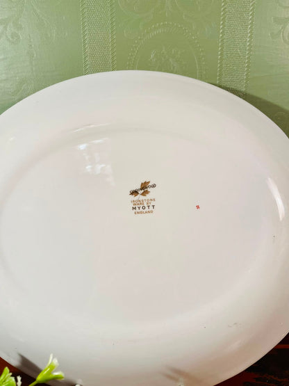 Brown Leaf Border Ceramic Serving Platter – 11 Inch