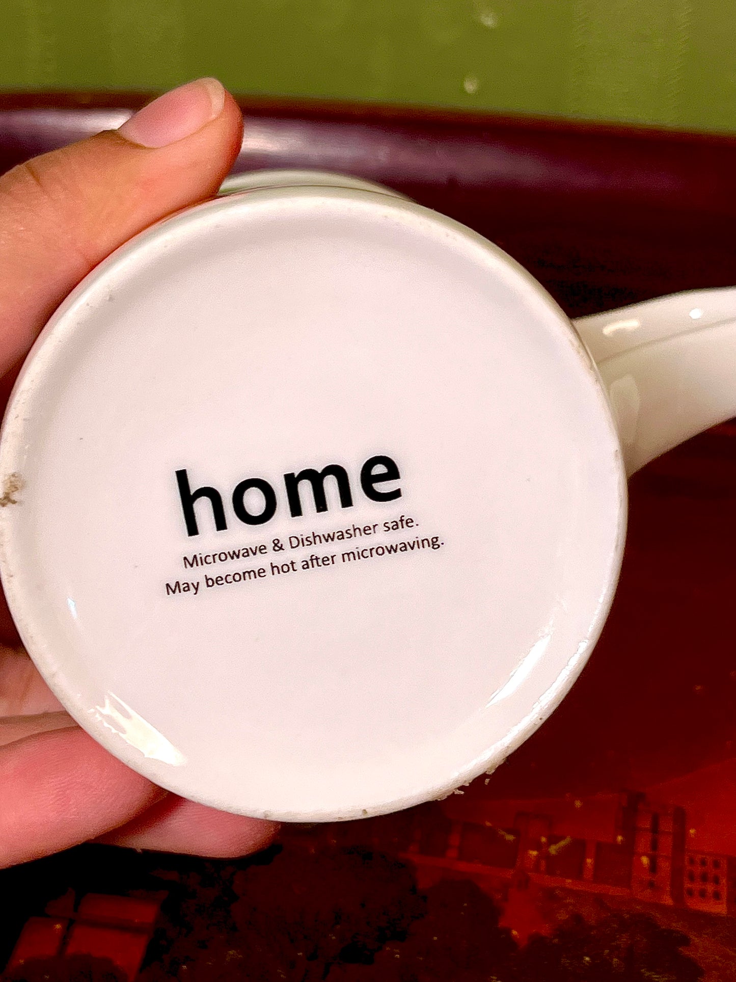 Home Peach Fruit Ceramic Mug Green Leaf Design