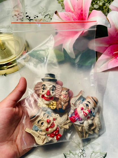 Clown with Musical Instruments Face Magnet Pieces Set of 3