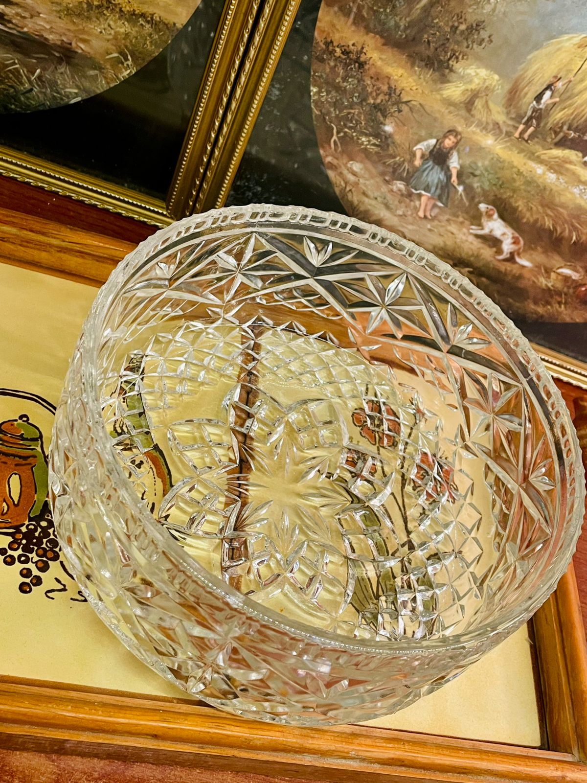 Large Cut Crystal Large Serving Bowl – Diamond & Star Patterna
