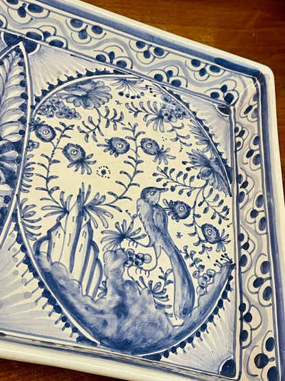 Hand-Painted Portugal Blue & White Ceramic Platter – 33cm – Artisanal