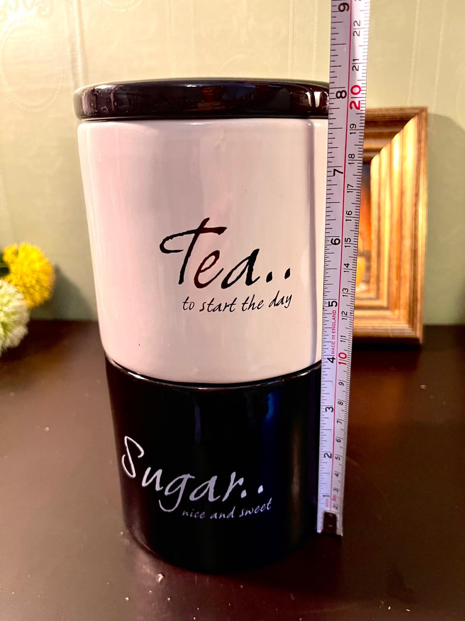 Black & White Ceramic Tea and Sugar Canister Set – Air Tight