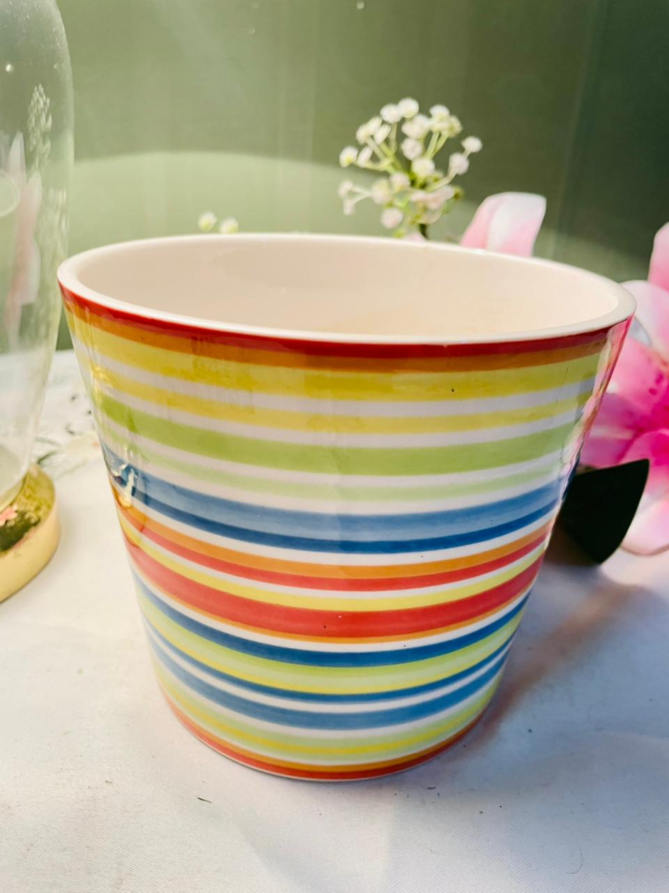 IKEA Multicolour Striped Ceramic Planter 5.25 in