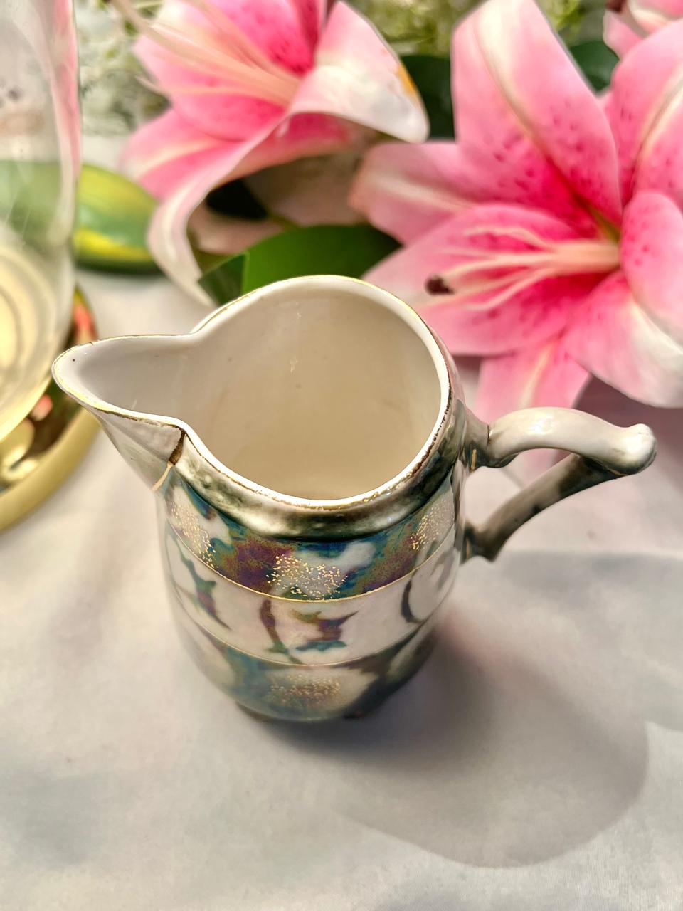 Multicolour Iridescent Ceramic Creamer Jug – 4.5 Inches