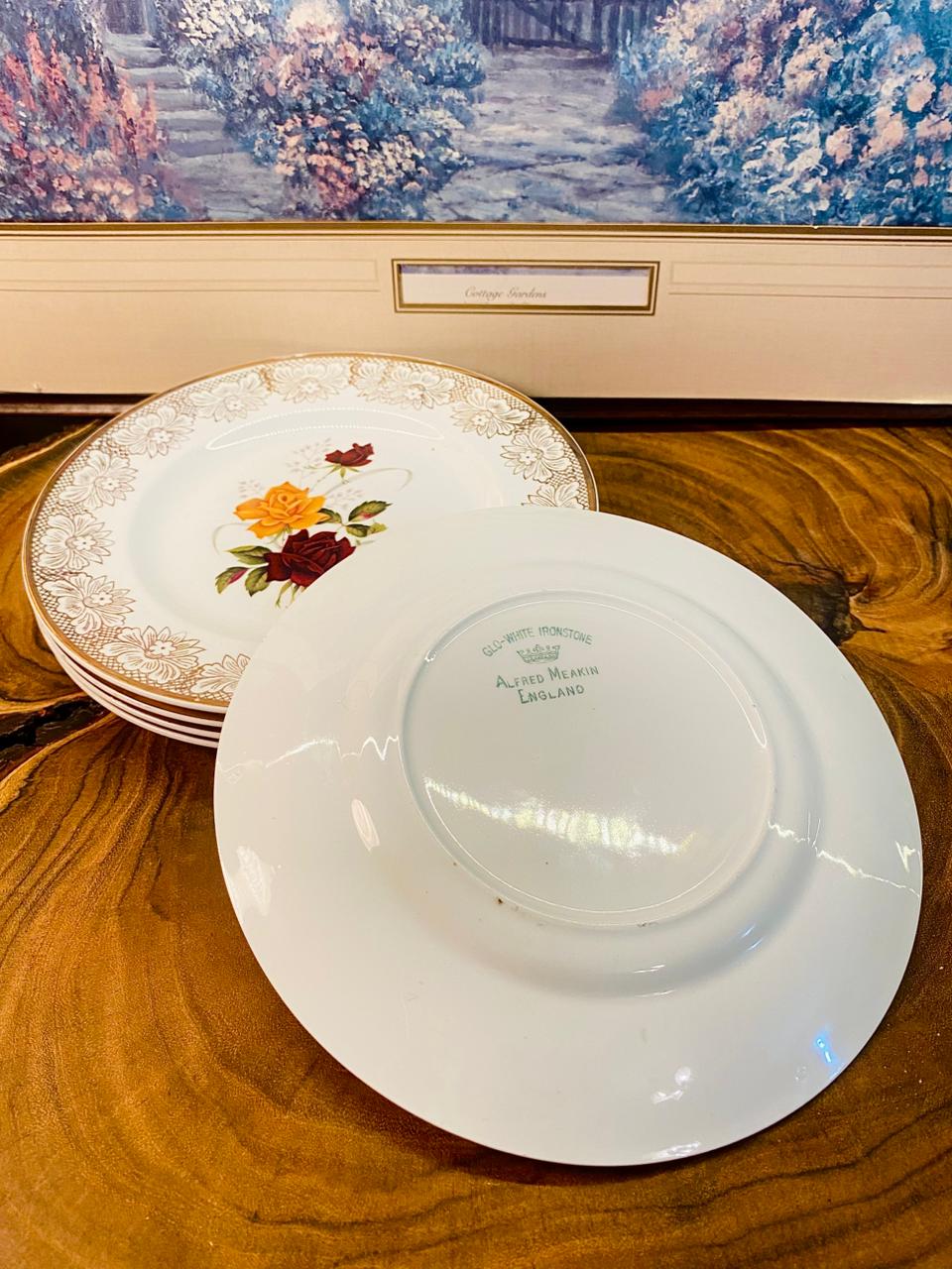 Alfred Meakin England Floral Ironstone Plates Set of 5