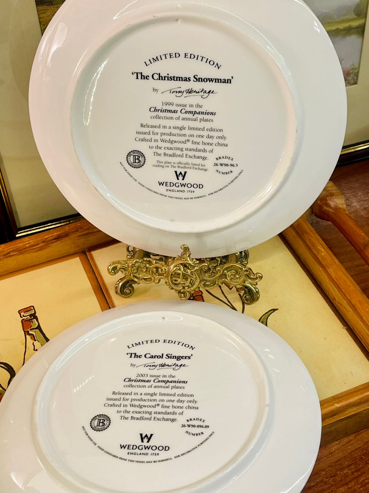 Set of 2 Wedgwood Christmas Horse Plates – 8.5” Winter Village Wall Décor