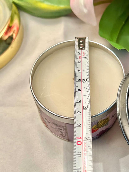 Floral Tin Candle Approx. 8 cm Diameter