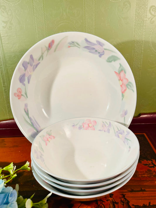 Pastel Floral Serving Bowl Set – 5 Pieces