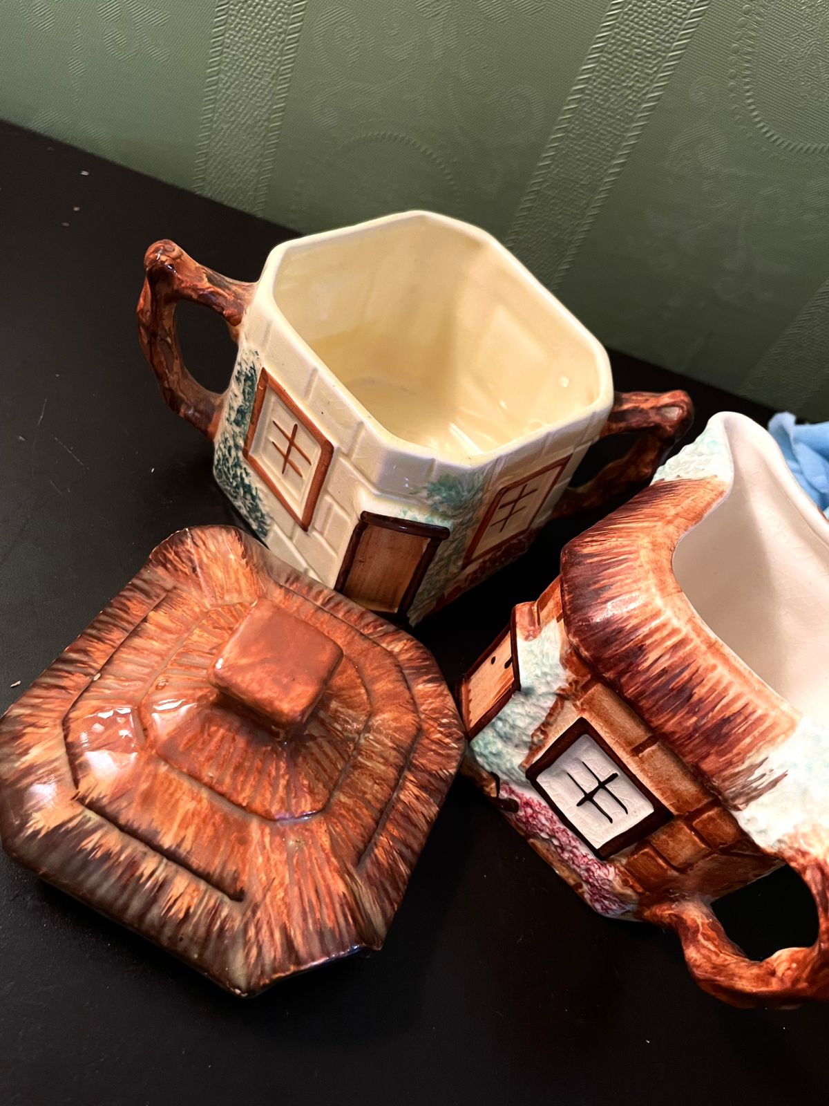 Vintage Cottage House Sugar and Creamer Set 4 Inch