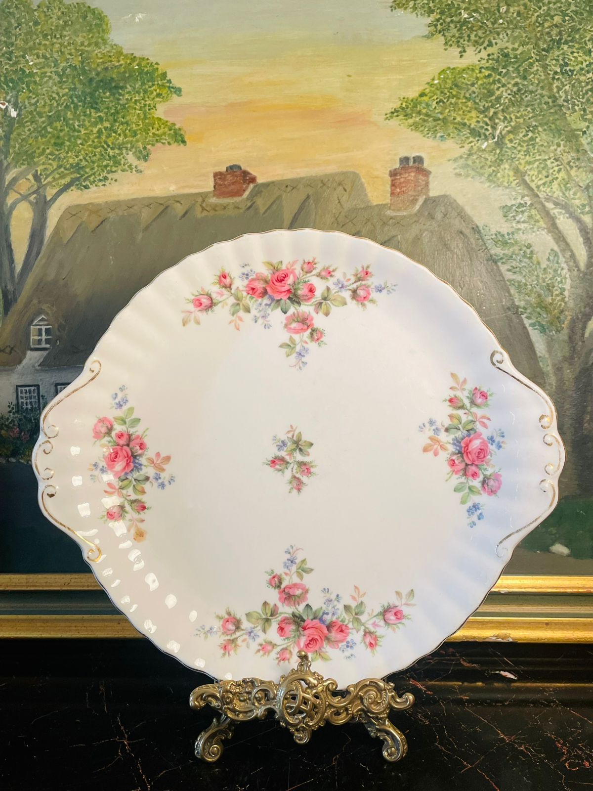 royal albert moss rose, royal albert england, vintage floral plate, bone china serving plate, english cottage decor, royal albert collection, floral china platter, tea party plate, victorianstyle decor, collectible english china, sunsetvintage, cottagecoredecor, timelessflorals, elegantvintage