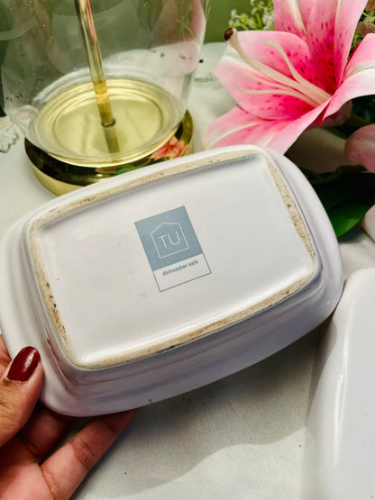 TU White Rectangular Lidded Serving Dish – 7 Inch