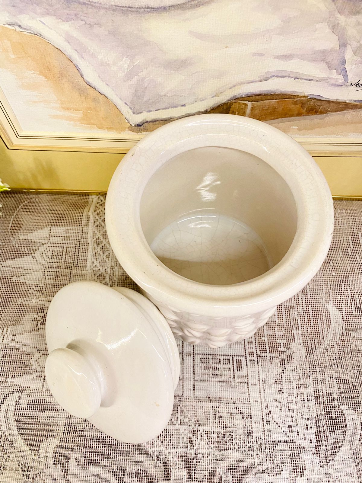 Vintage White Ceramic Coffee & Tea Storage Jars – Set of 2