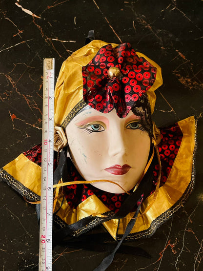 Vintage Venetian Style Wall hanging – Gold & Red Jester Design