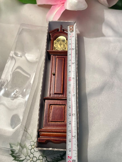 Vintage Miniature Grandfather Clock Brown & Gold Approx. 18 cm