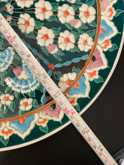 Hand Painted Turkish Kutahya Floral Plate 12 Inch Wall Decor