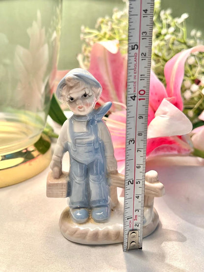 Blue Child Traveller Figurine with Suitcase 11cm