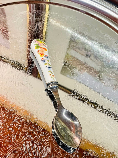 Aynsley, Cottage Garden Spoon, Teaspoon, Vintage Spoon, Floral Spoon, Tea Time Accessories, Collectible Flatware, English Cottage Decor, Made in England, Bone China Handle, Dessert Spoon, Gift Accessory