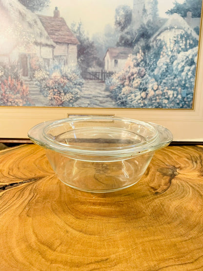 Vintage French Glass Baking Dish Clear Oven Bowl France