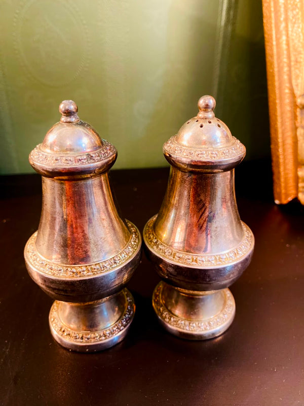 Vintage Silver-Plated Salt & Pepper Shakers Set 5 Inch