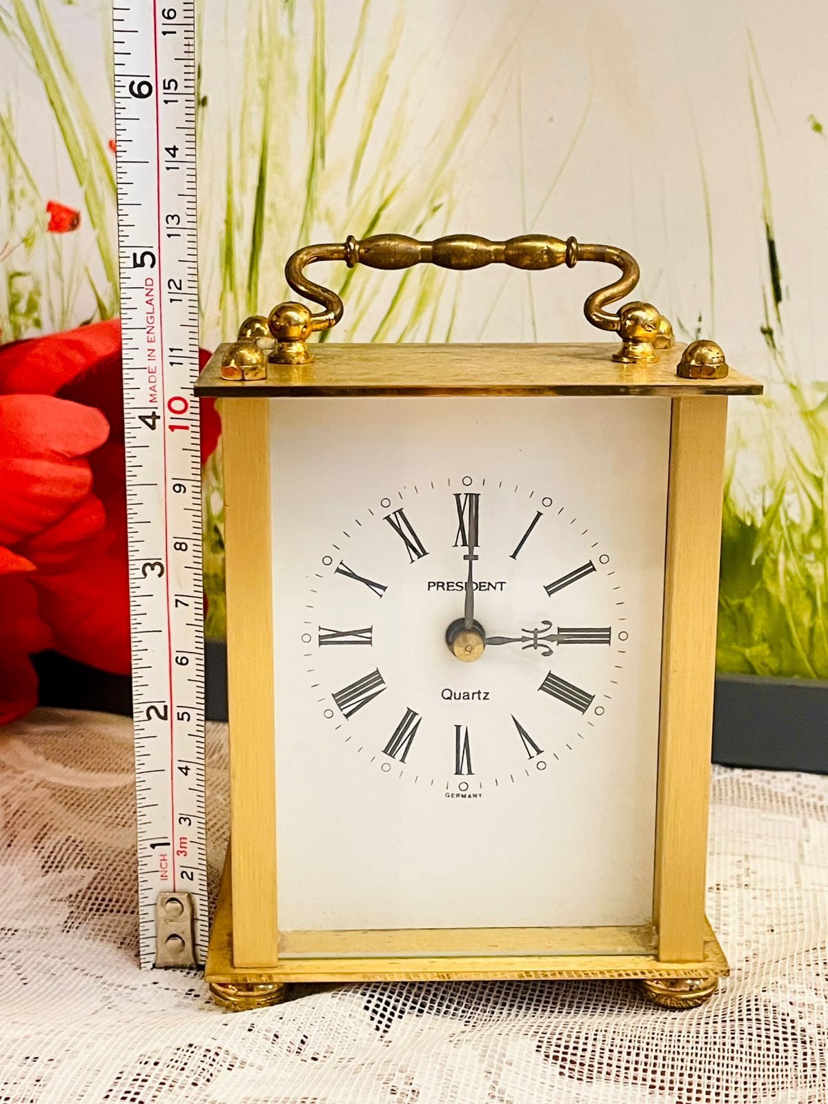 Vintage President Quartz Brass Carriage Clock