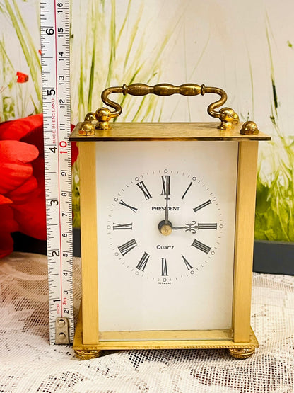 Vintage President Quartz Brass Carriage Clock