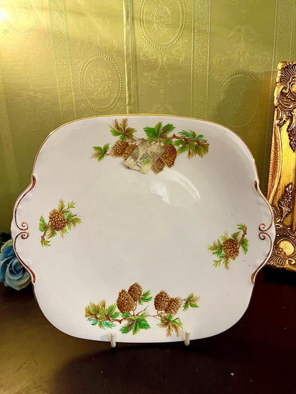 Vintage Pine Cone Porcelain Serving Plate 10 Inch