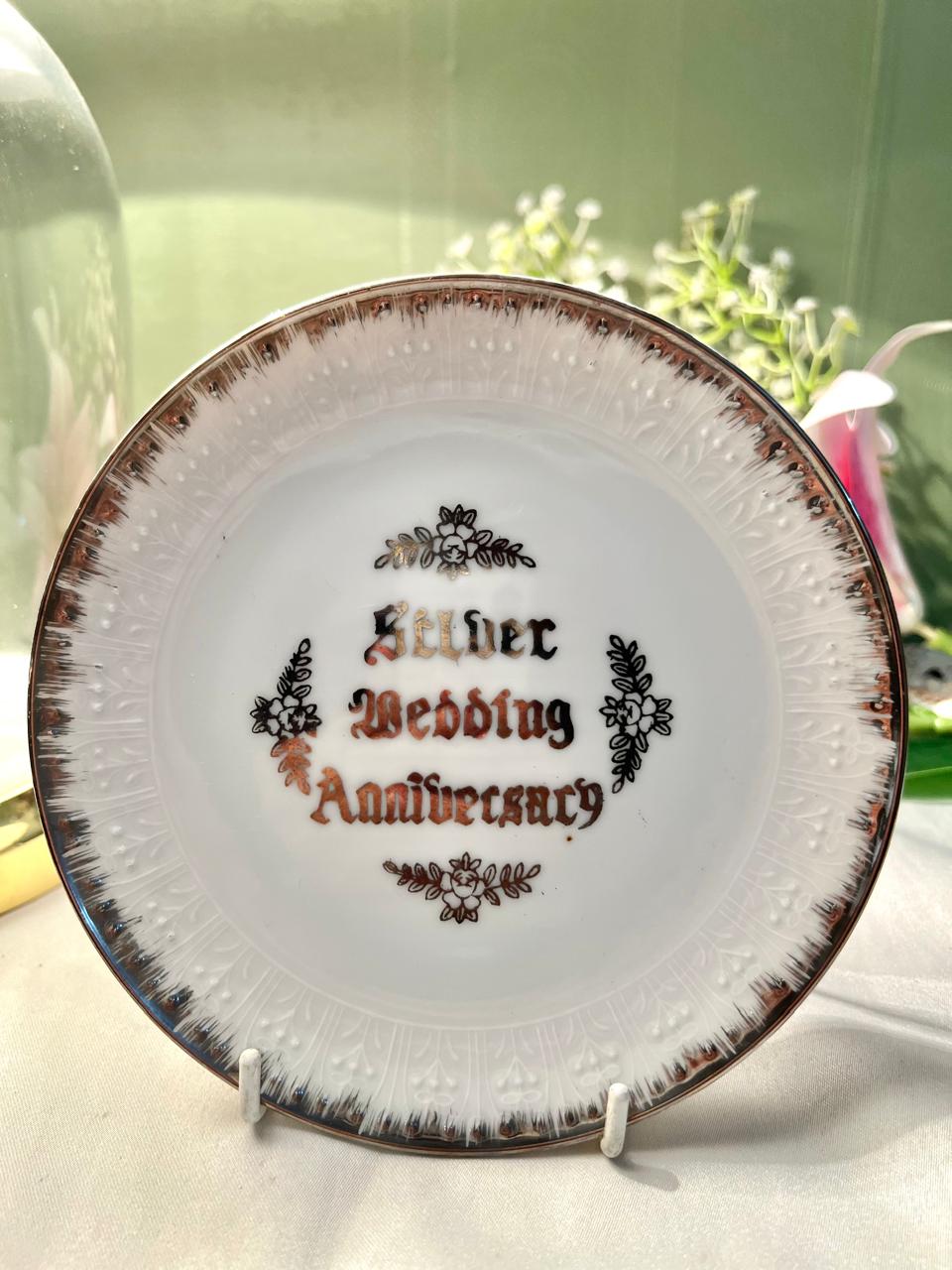 Made in Japan Silver Wedding Anniversary Wall Plate 15cm