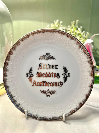 Made in Japan Silver Wedding Anniversary Wall Plate 15cm