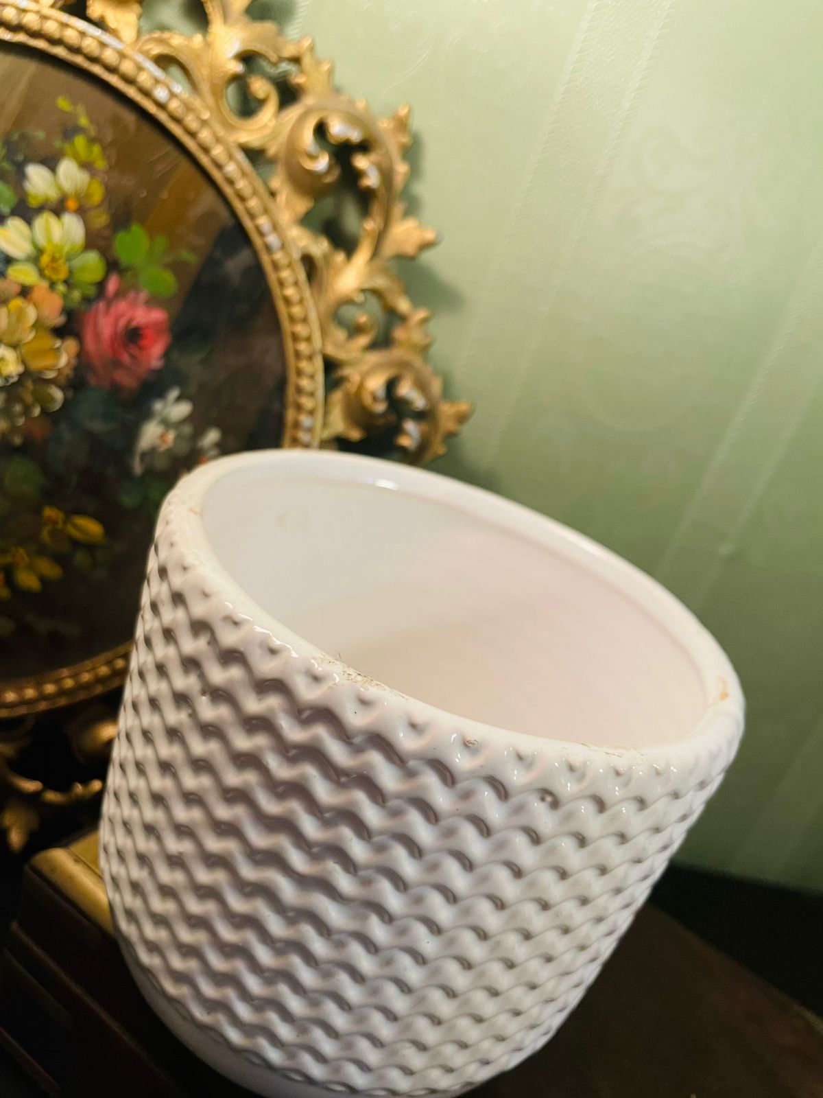 Textured White Ceramic Planter Pot | Modern Indoor Plant Holder