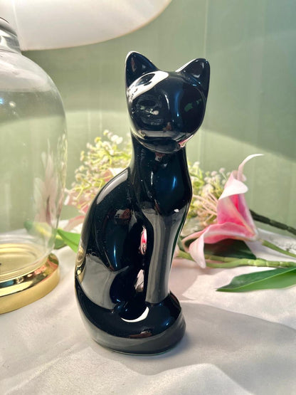 Black Cat Ceramic Figurine Glossy Finish 20cm - 1 Piece
