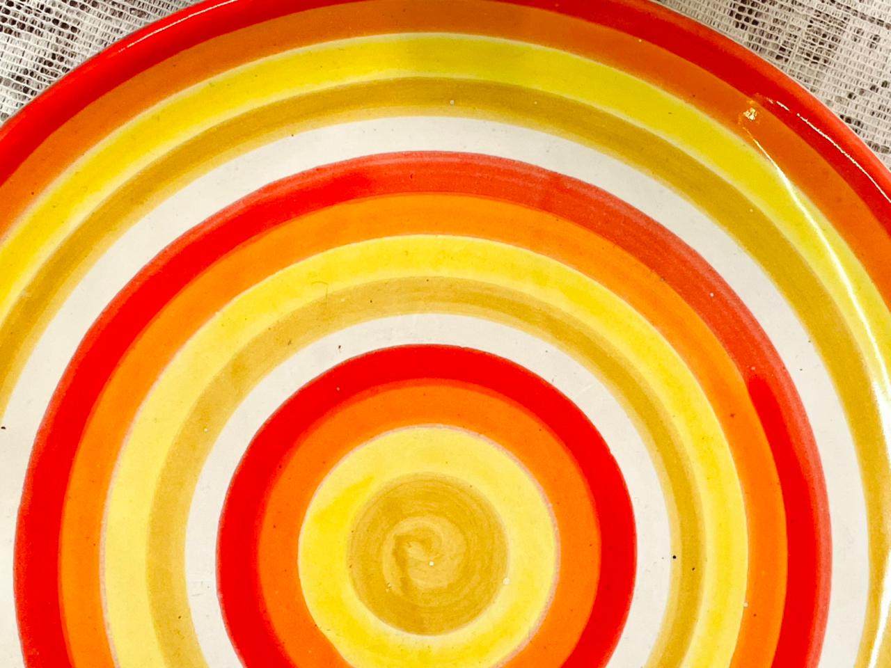 Handpainted Retro Striped Decor Plate
