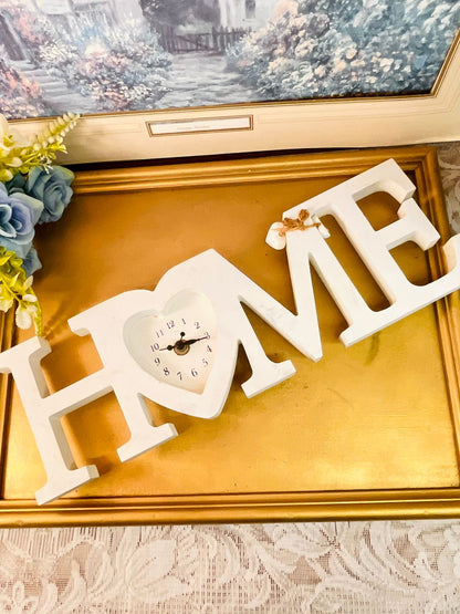 HOME Letter Clock White Decorative Love Heart Wall Decor