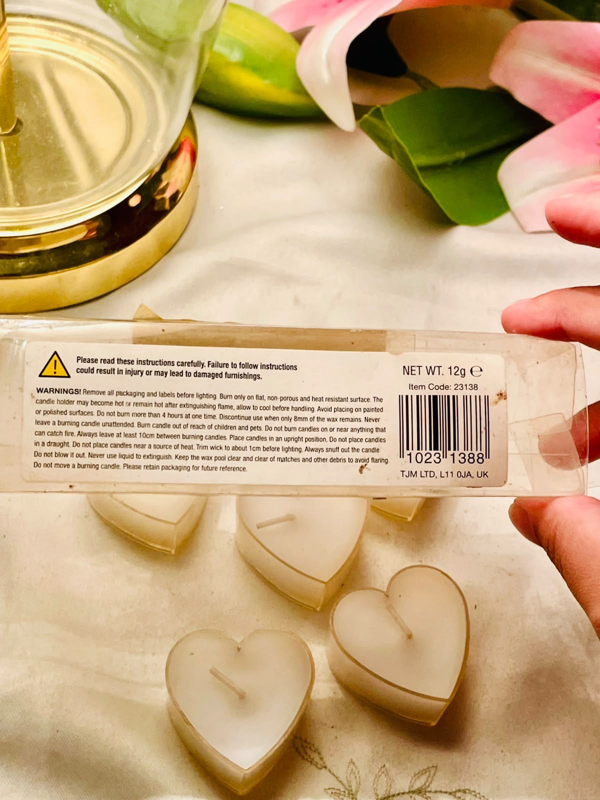 TJM White Heart Shaped Scented Tea Light Candles Set of 5