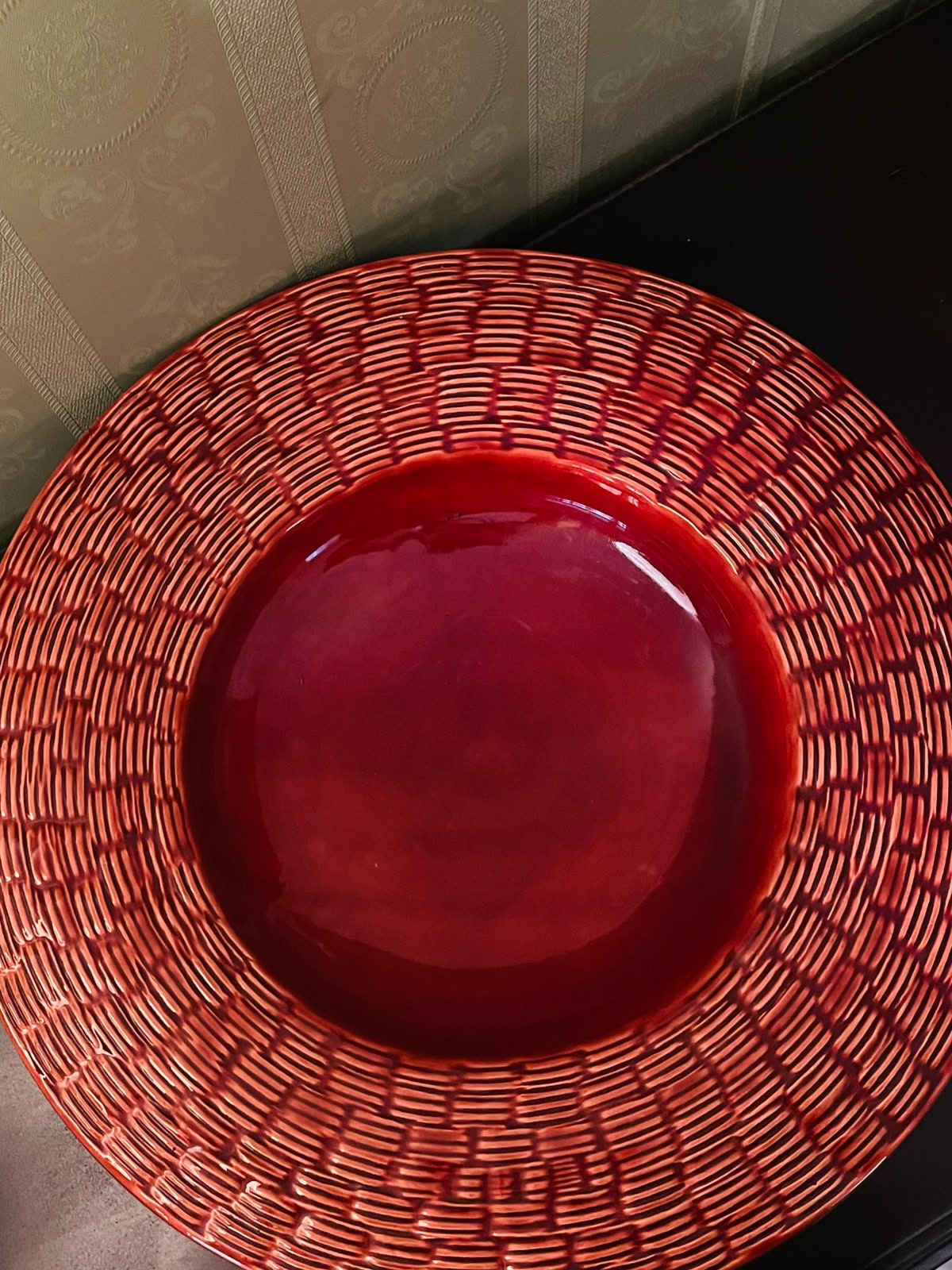 Pier Italy Red Woven Ceramic Serving Bowl 16 Inch