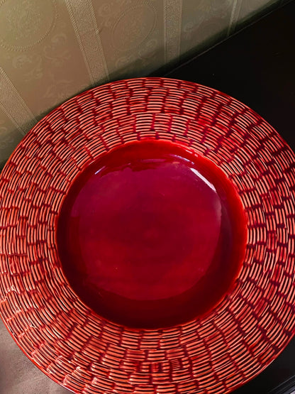 Pier Italy Red Woven Ceramic Serving Bowl 16 Inch