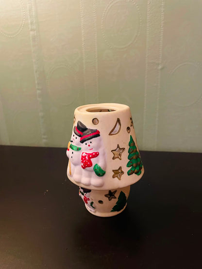 Ceramic Snowman Tealight Candle Holder 5" Christmas Decor