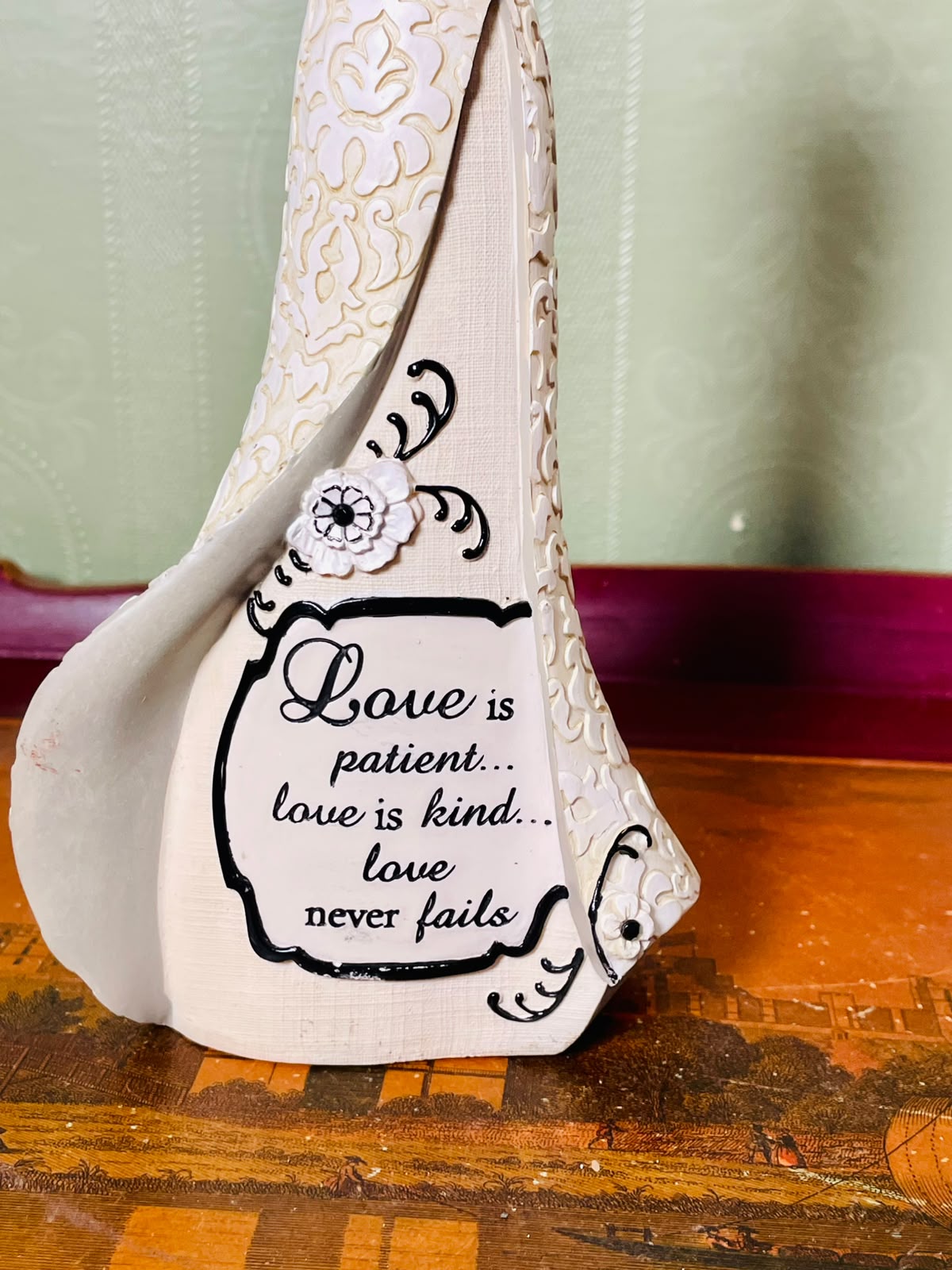 Vintage Lady Holding Heart Love Figurine – 9 Inch