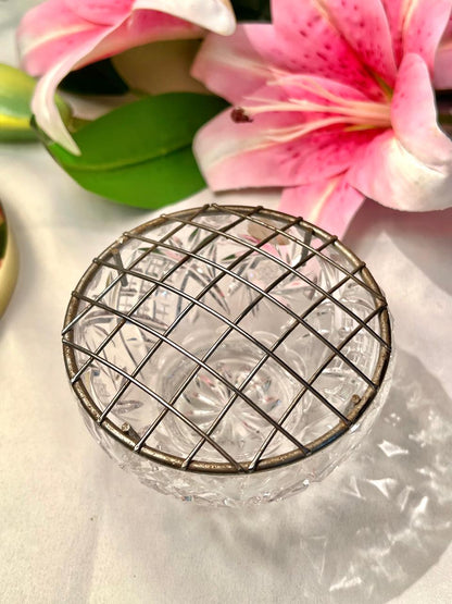 Vintage Clear Crystal Floral-Cut Bowl – Approx. 4 Inch