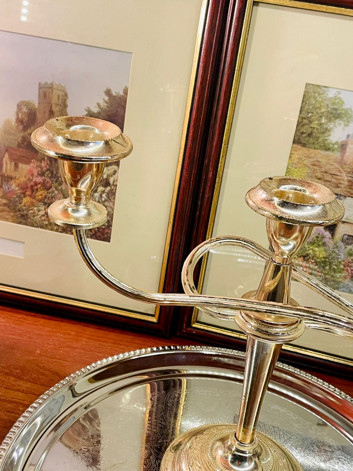 Vintage Silver 3-Arm Candelabra – Elegant Table Centrepiece