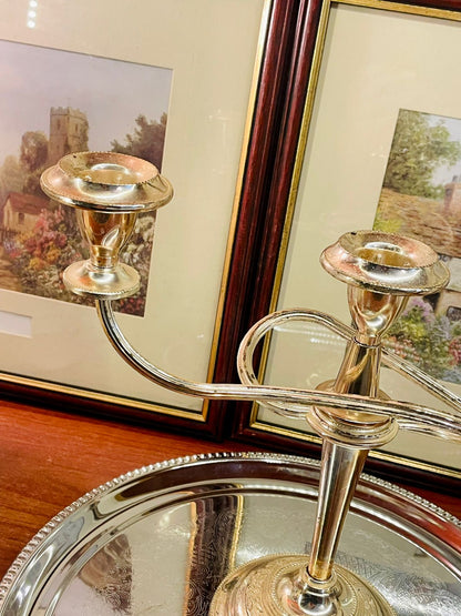 Vintage Silver 3-Arm Candelabra – Elegant Table Centrepiece