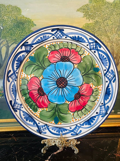 Amorós Talavera-Style Hand-Painted Ceramic Plater – Made in Spain – Large 31 cm