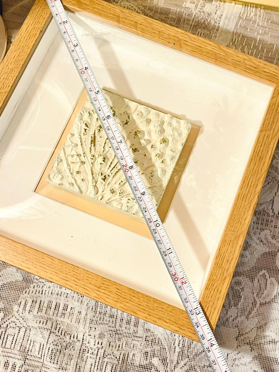 Framed Textured Relief Art — Neutral Wall Decor (14 in)