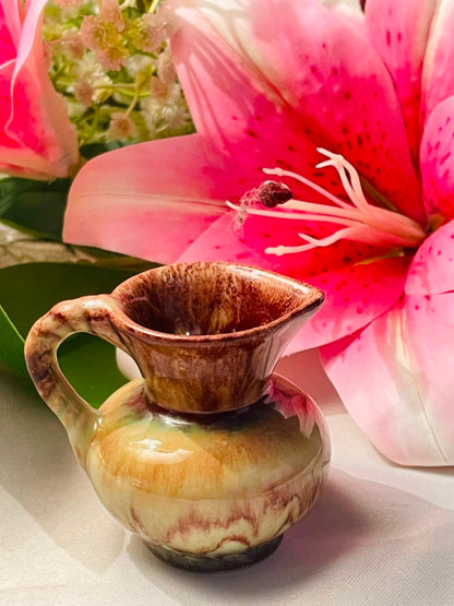 Small Brown Glazed Ceramic Jug Vase Approx. 7 cm