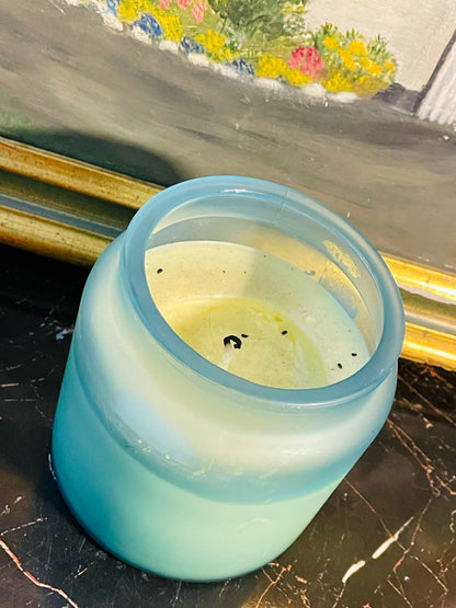 Fresh Linen Scented Candle — Sky Blue Frosted Jar