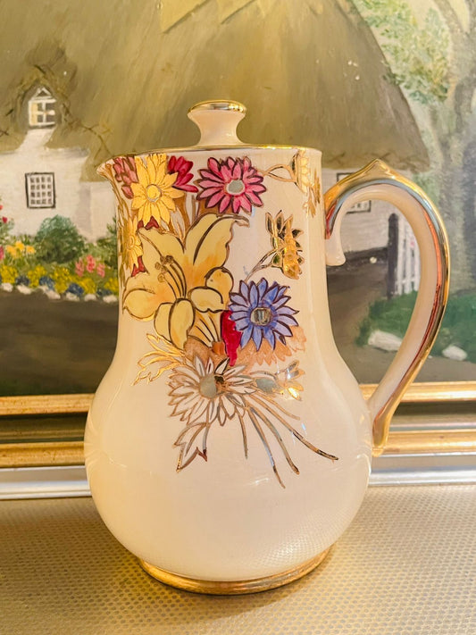 Antique Rudolstadt Germany Porcelain Jug – Yellow Daisy Floral | Vintage Collectible Pakistan