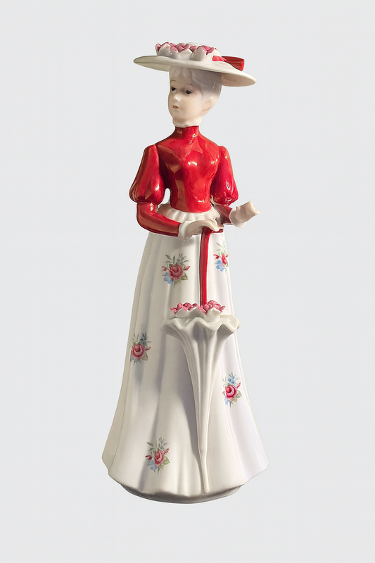 Edwardian Porcelain Figurine – Woman with Umbrella - French Doll