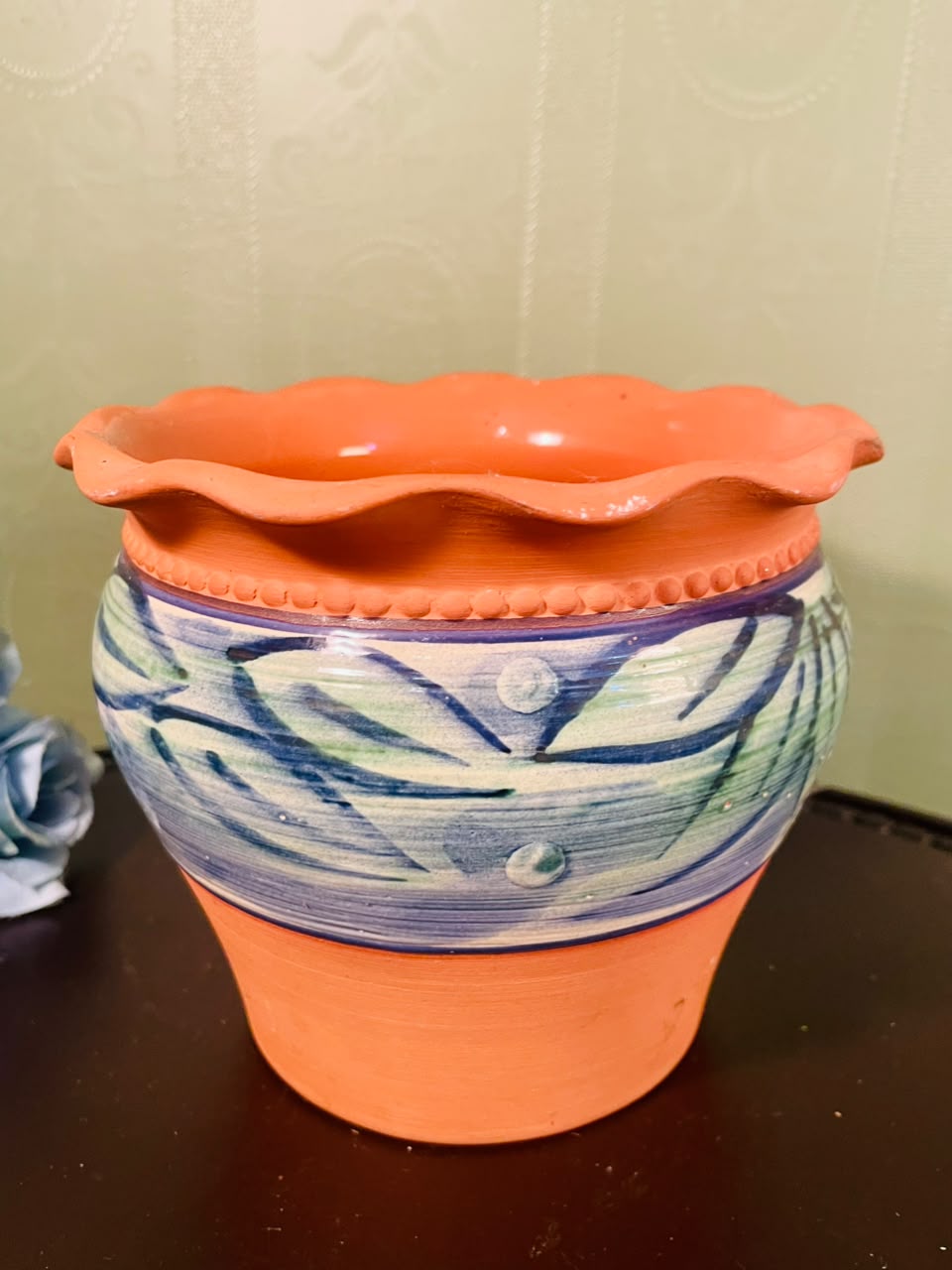 Hand-Painted Terracotta Ceramic Planter Pot – 5 Inch